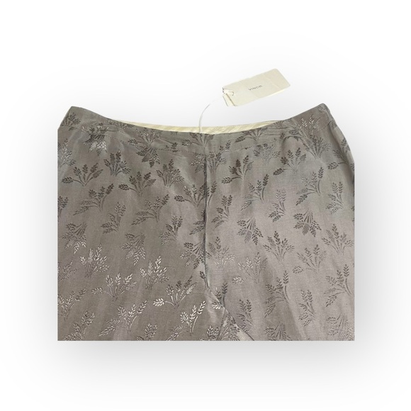 new Vince ⚘ Floral Embroidered Shimmery Silk Duponi Pant Pants ⚘ Gunmetal ⚘ Sml - Picture 7 of 16
